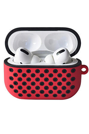 Airpods Pro 2 (2.nesil) Spor Delikli Kılıf - Kırmızı-Siyah-(5796)