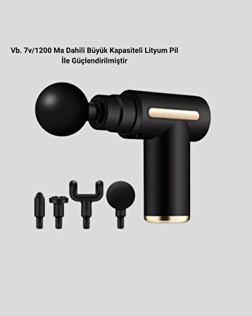 Şarjlı Kas Masaj Aleti 6 Kademe 4 Başlık Derin Doku EMS Titreşim Sporcu Masaj T