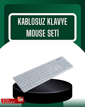 USB Alıcılı Kablosuz Klavye Mouse - Geniş Uyumluluk Sessiz Tuşlar