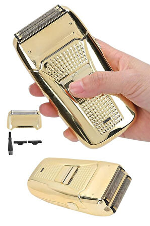 Sakal Kesme Tıraş Makinesi Paslanmaz Çelik Gold Şarjlı