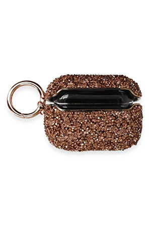 Airpods Pro (1.nesil) Mira Taşlı Kılıf - Rose Gold-(5796)