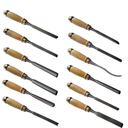 HSNET Elena 12 Parça Çantalı Ağaç Oyma ve Kesici Set