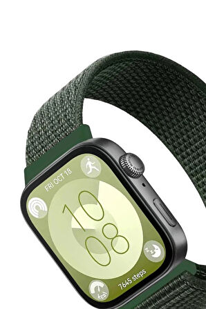 Huawei Fit 4 Hasırlı Cırtcırtlı Kordon - Koyu Yeşil-(5796)