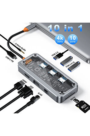 Dönüştürücü 10in1 Hub SW10V - Gri-(5796)