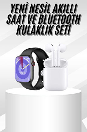 Yeni Nesil Akıllı Saat Ve Kulaklık Seti Gümüş Kasa Zarif Tasarım Çok Fonksiy