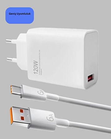 120 Watt Turbo Şarj Cihazı Xiaomi Redmi Note 10 11 12 Uyumlu