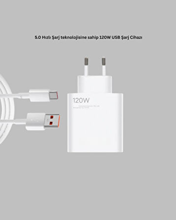 120 Watt Turbo Şarj Cihazı Xiaomi Redmi Note 10 11 12 Uyumlu