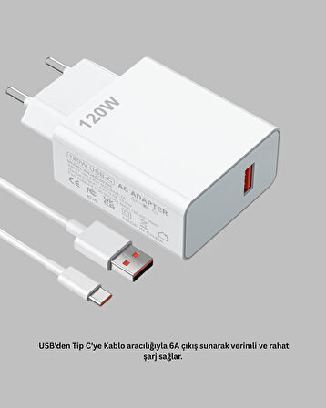 120 Watt Turbo Şarj Cihazı Xiaomi Redmi Note 10 11 12 Uyumlu