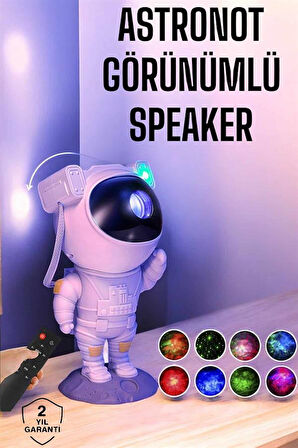 Astronot Bluetooth Hoparlör Gökyüzü Projektör Gece Lambası