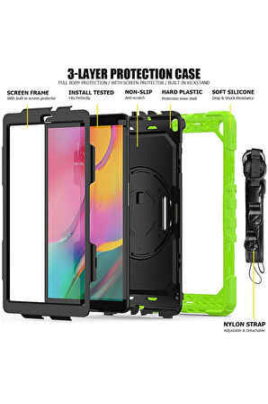 Samsung Galaxy T510 Tab A 10.1 Kılıf Pars Tablet Kapak - Yeşil-(5796)