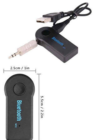 Bluetooth Araç Kiti Aux Çıkışlı Telefon Müzik Alıcı Tüm Cihazlara Uyumlu