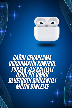 3.Nesil İOS Android Uyumlu Bluetooth 5.0 Beyaz Çağrı Cevaplama