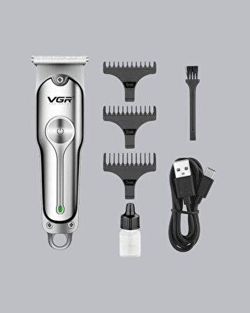 Gümüş Desenli Şarjlı Tıraş Makinesi – 120 Dakika Çalışma Süresi 3 Başl