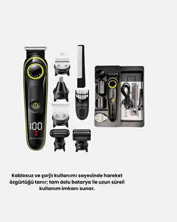 Erkek Bakım Seti 5’i 1 Arada Şarjlı Paslanmaz Çelik Başlıklı