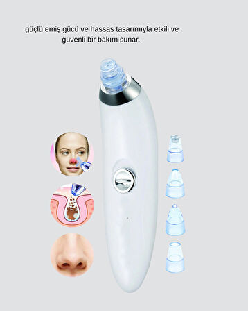 Vakumlu Siyah Nokta Temizleme Cihazı – 5 Kademe Güç ve 4 Başlıklı Derin Cilt