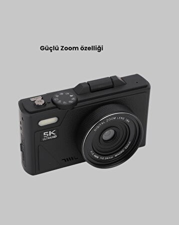 Taşınabilir Dijital Kamera 5K 75MP Stabilizasyonlu 18x Zoom Otofokus