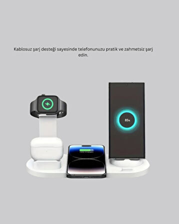 iPhone AirPods ve Akıllı Saat Uyumlu Çoklu Şarj Cihazı