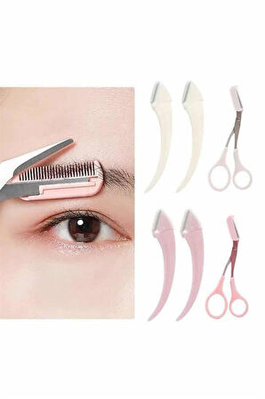 Profesyonel Taraklı Kaş Usturası ve Kaş Makası Bıyık Alma Kaş Usturası