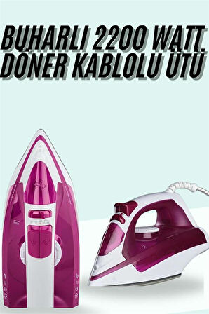 Buharlı Ütü 2200 Watt Seramik Tabanlı Taşınabilir Kablolu Ütü