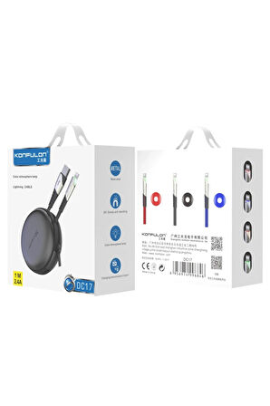 DC17 Lightning Kablo iphone Uyumlu 1M 2.4A - Kırmızı-(5796)