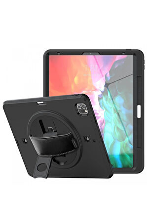 iPad Pro 12.9 (2021) Kılıf Strap-C Otterbox Tablet Kapak - Siyah-(5796)