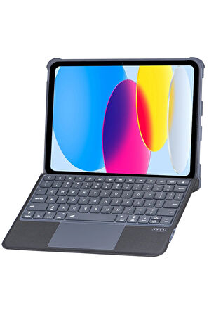 T5508D iPad 2022 10.9 (10.Nesil) Kılıf Palermo Ledli Klavyeli Standlı Tablet Kıl