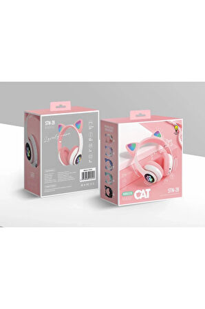 STN28 Kablosuz Kedi Kulaklık - Pembe-(5796)