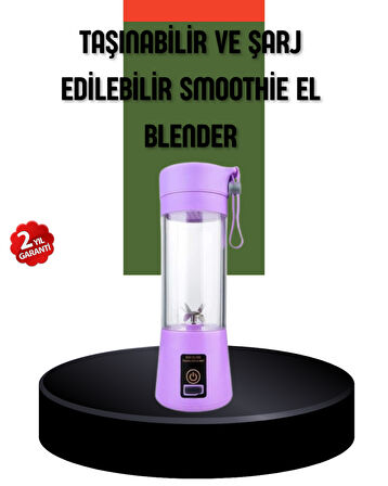 Taşınabilir USB Şarjlı Mini Smoothie Blender 380ml Çelik Bıçaklı Portatif