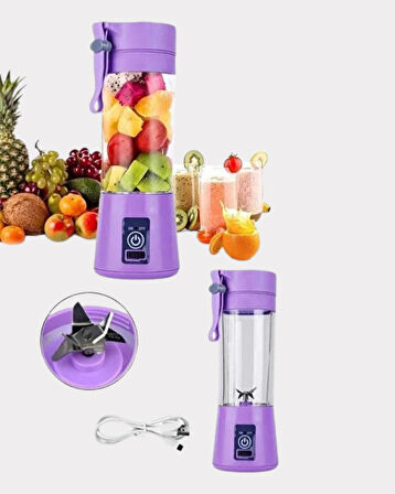 Taşınabilir USB Şarjlı Mini Smoothie Blender 380ml Çelik Bıçaklı Portatif