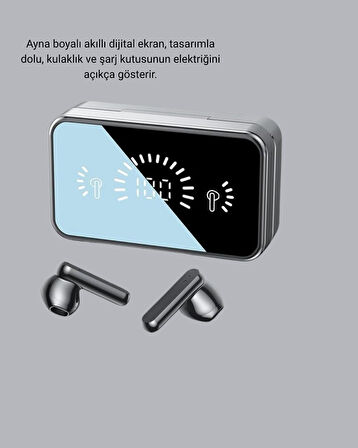 Ayna Ekranlı Bluetooth 5.1 Kablosuz Kulaklık – 3500 mAh Şarj Kutusu Suya Dayan?