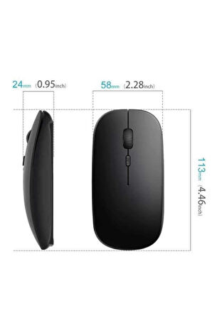 Siyah Wireless Kablosuz Sessiz Mouse Bluetooth Bağlantılı