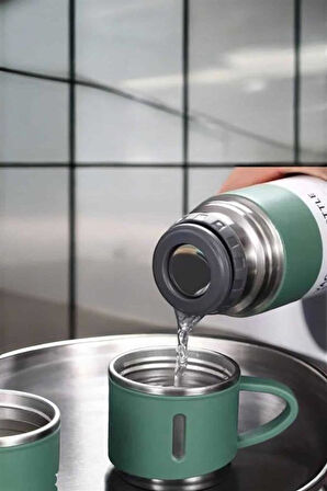 Paslanmaz Çelik 3’lü Termos Seti Vakumlu ve 8 Saat Isı Koruma