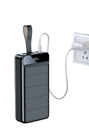 Taşınabilir Powerbank 50.000 mAh 4 Girişli Hızlı Şarj Led Göstergeli Fenerli 