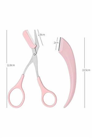 Kavisli Kaş Düzeltici Seti Kaş Makası ve Kaş Usturası Paslanmaz Çelik Bıçak