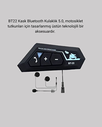 BT22 Kask Bluetooth Kulaklık 5.0 Gürültü Engelleyici ve Eller Serbest Kullanım