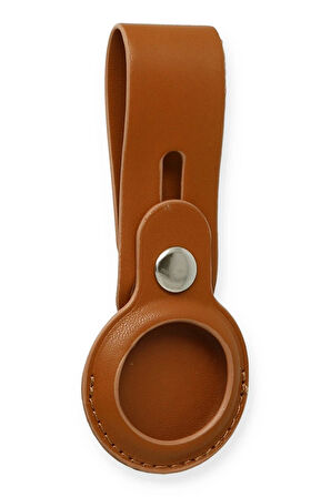 Airtag Askılı Deri Kılıf - Taba-(5796)