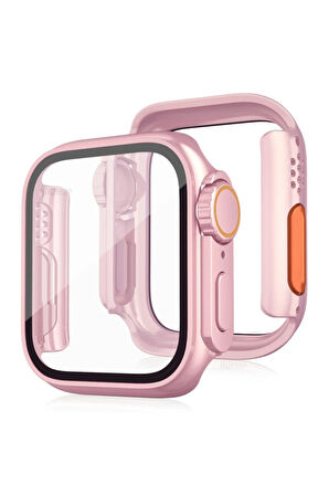 Apple Watch 40mm Watch 49mm Kasa Dönüştürücü ve Ekran Koruyucu - Rose Gold-(57