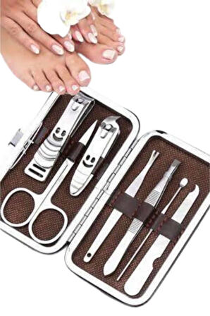 Deri Çanta Hediyeli 7 Parça Manikür-Pedikür Tırnak Bakım Seti