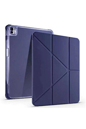 iPad Pro 13 (2024) Kılıf Kalemlikli Mars Tablet Kılıfı - Lacivert-(5796)