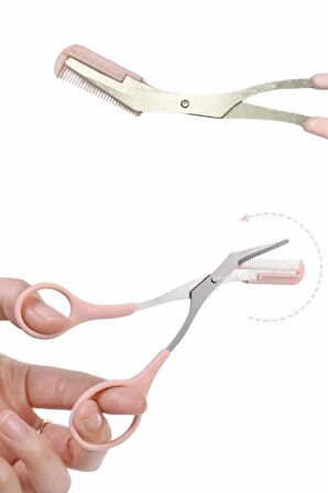 Kavisli Kaş Düzeltici Seti Kaş Makası ve Kaş Usturası Paslanmaz Çelik Bıçak