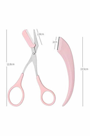 Kavisli Kaş Düzeltici Seti Kaş Makası ve Kaş Usturası Paslanmaz Çelik Bıçak