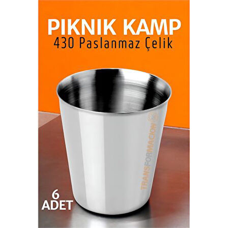 HSNET Paslanmaz Çelik Bardak Seti Kamp Piknik Bardağı 6 adet