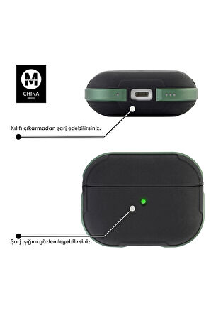 Airpods Pro 2 (2.nesil) MO-A8 Armor Kılıf - Siyah-(5796)