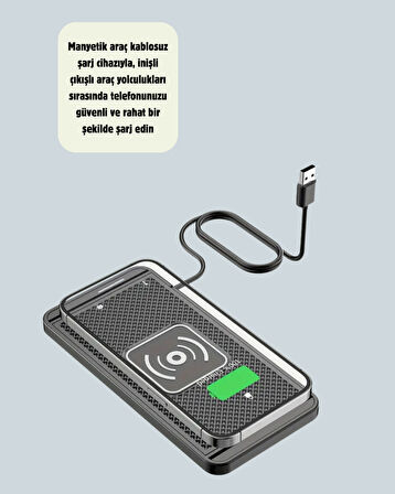Manyetik Kablosuz Araç Şarj Cihazı – Hızlı Şarj Kaymaz Taban Güvenli Kullan