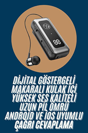 Makaralı Kulaklık SD Kart Girişli Dijital Göstergeli Kablolu Bluetooth Kulaklık