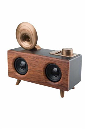 Bluetooth Nostalji Speaker Radyo Gramofon Ahşap Renk Vintage