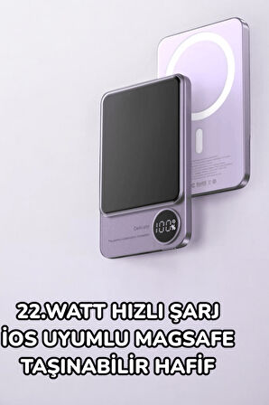 iOS Uyumlu 22.5W Hızlı Şarj Magsafe Powerbank Dijital Göstergeli 10.000 mAh