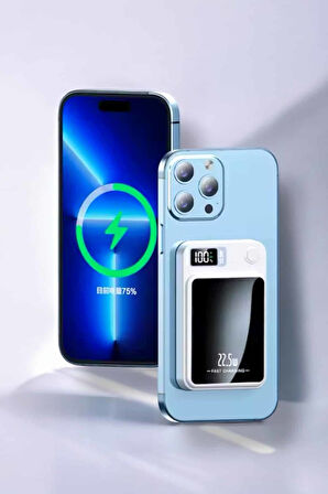 iOS Uyumlu 22.5W Hızlı Şarj Magsafe Powerbank Dijital Göstergeli 10.000 mAh