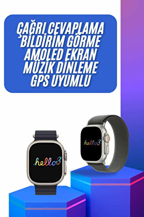 Yeni Nesil 3 Kordonlu Kol Saati 49 MM Amoled Ekran Akıllı Saat