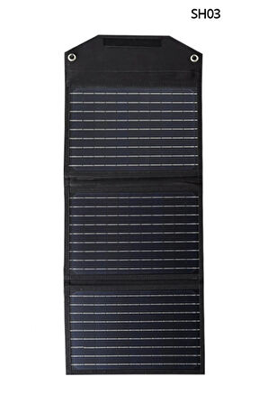 SH-03 30W Hızlı Şarj Taşınabilir Güneş Enerji Paneli Şarj İstasyonu - Siyah